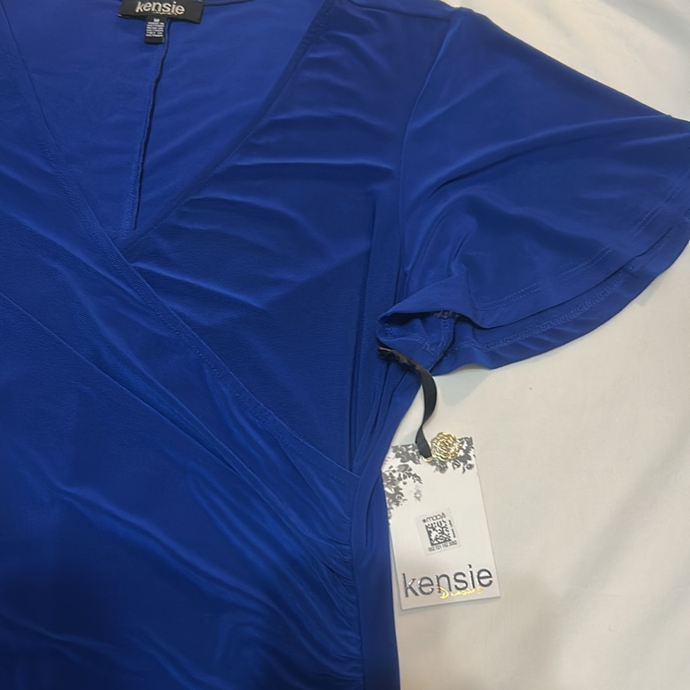 Kensie Women's Blue Faux Wrap Midi Dress size M NWT - Picture 10 of 15